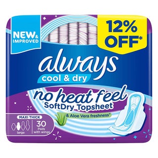 Always Cool & Dry, No Heat Feel, Maxi Thick, Large Sanitary Pads With Wings, Pack of 30's