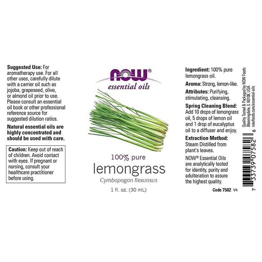 Now Essential Oils Lemongrass Oil For Aromatherapy 30ml