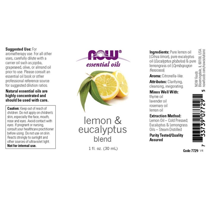 Now Essential Oils Lemon & Eucalyptus Blend For Aromatherapy 30ml
