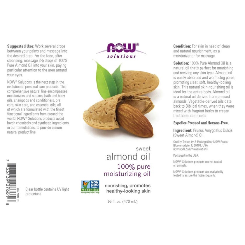 Now Solutions 100% Pure Sweet Almond Moisturizing Oil 473ml