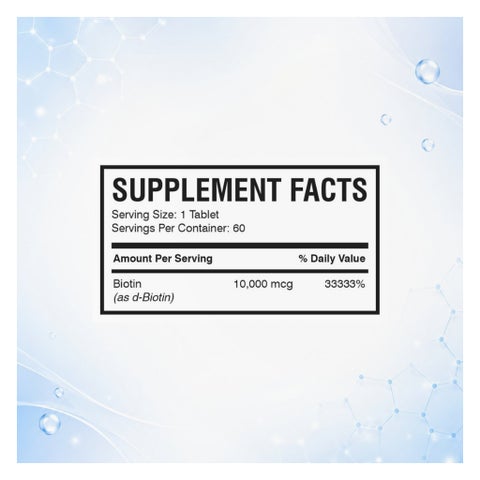 AMS Biotin 10,000mcg Hair, Nails & Skin Supplement - 2 x 60 Tablets