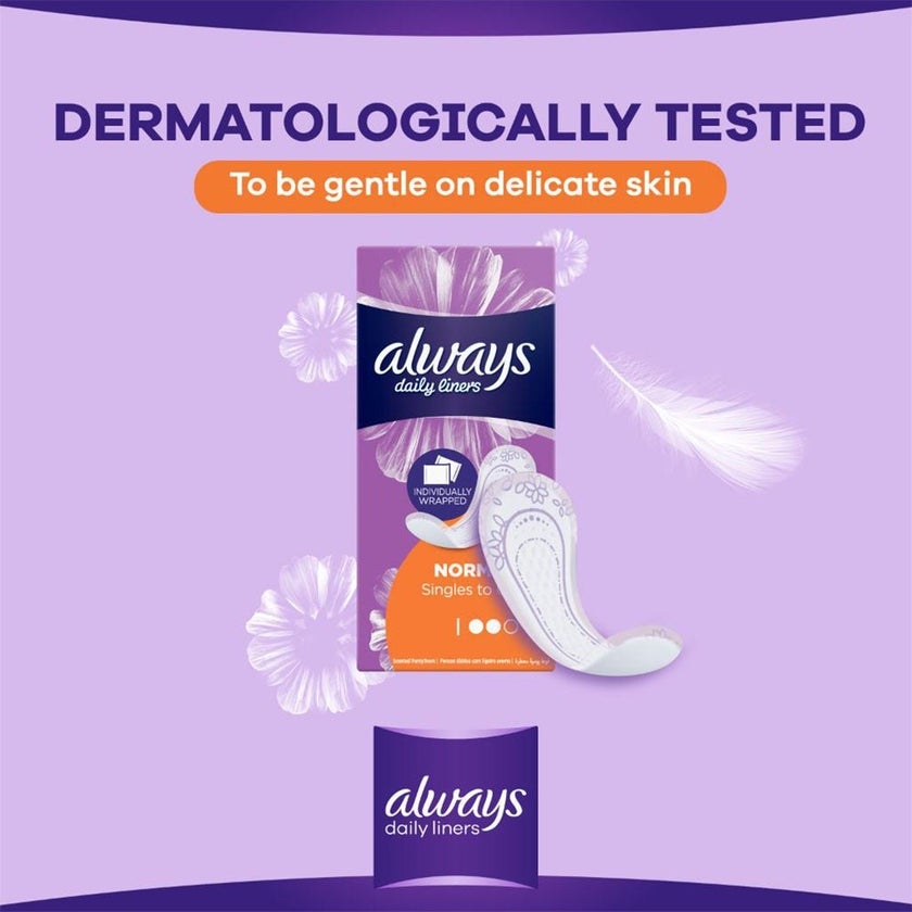 Always Daily Liners Comfort Protect Individually Wrapped, Normal Pantyliners, Pack of 40's