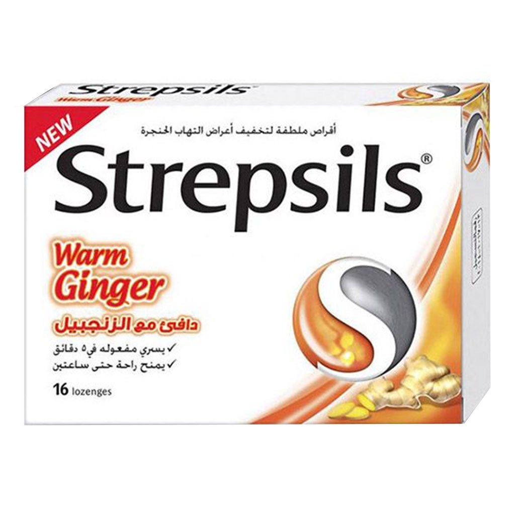 Strepsils Warm Ginger Lozenges For Sore Throat, Pack of 16's - myAster
