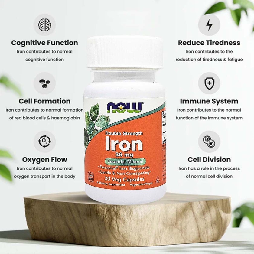 Now Double Strength Iron 36mg Veg Capsules, Pack of 30's