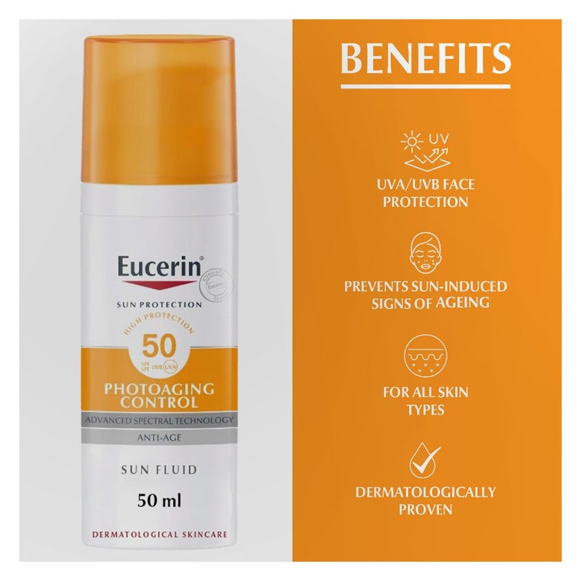 Eucerin Sun Photo-Aging Control Sunscreen Anti-Aging Sun Fluid SPF50 50ml 1+1 PROMO