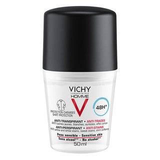Vichy Homme 48 Hour Anti-Perspirant, Anti-Stain Alcohol Free Deodorant Roll On 50ml