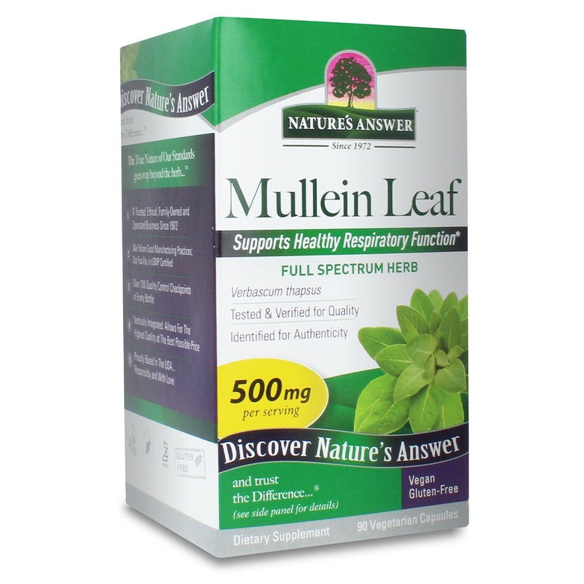 Nature's Answer Mullein Leaf 500mg Vegan Capsules For Respiratory Health, Pack of 90's
