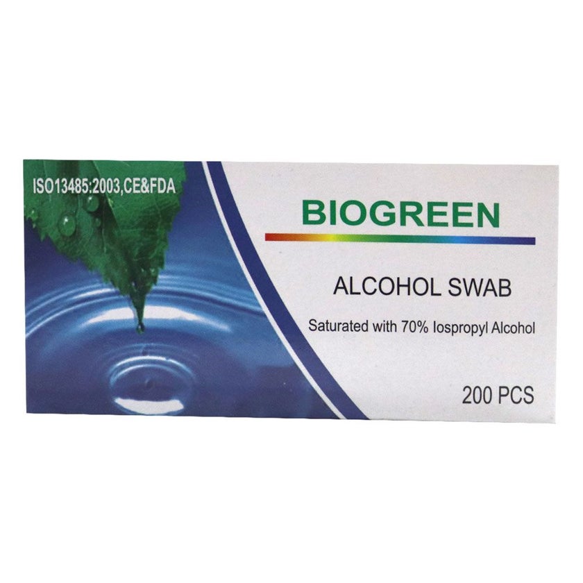 Biogreen Alcohol Swabs, Pack of 200's - 1TRAS200