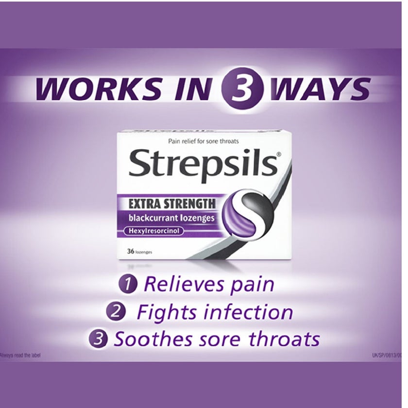 Strepsils Extra Blackcurrant Lozenges For Sore Throat, Pack of 36’s