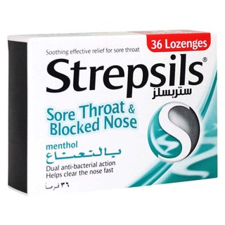 Strepsils Menthol Lozenges For Sore Throat & Blocked Nose, Pack of 36's