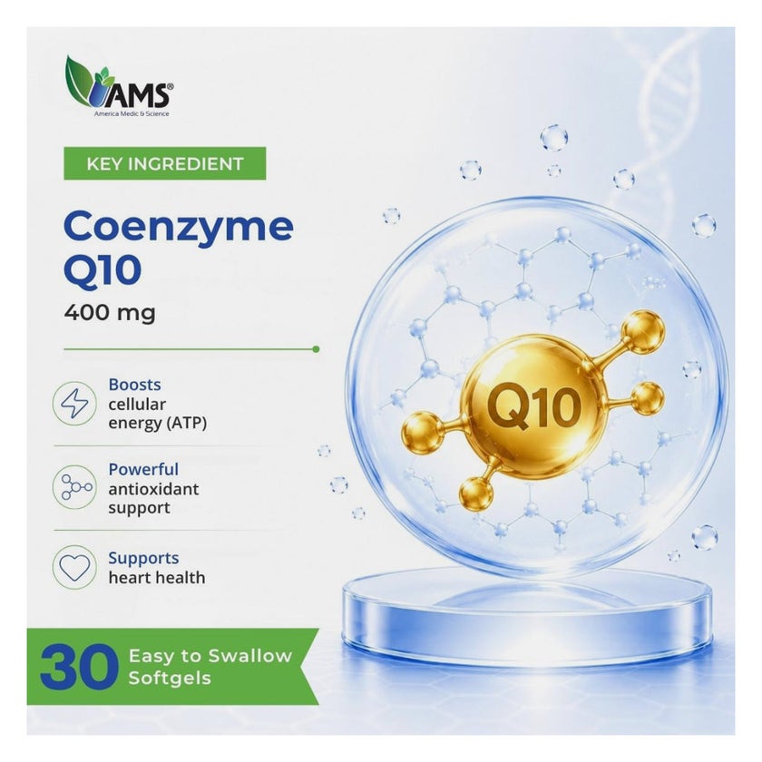 AMS Q-Well 400mg CoQ10 Softgels, Heart Health - 30 Softgels
