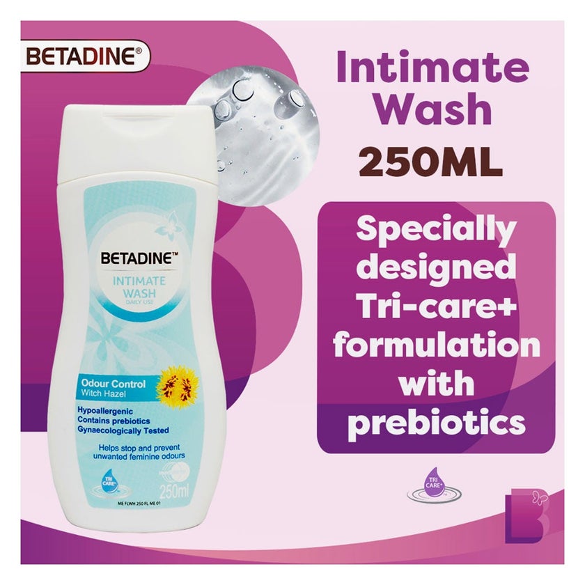Betadine Daily Use Feminine Intimate Wash, Odour Control Witch Hazel 250ml