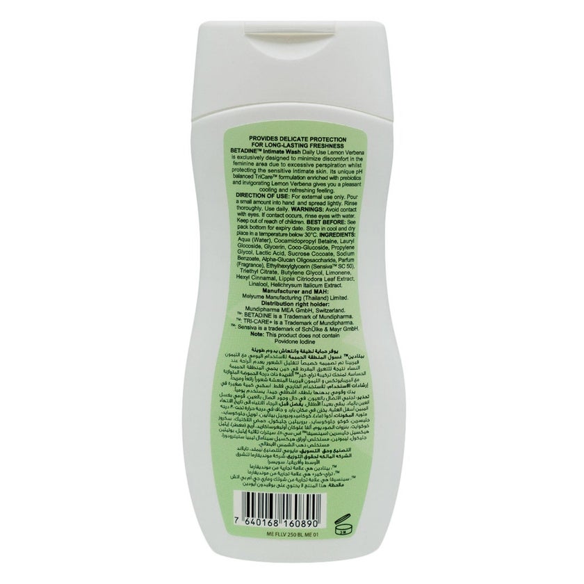 Betadine Daily Use Feminine Intimate Wash, Fresh & Active Lemon Verbena 250ml