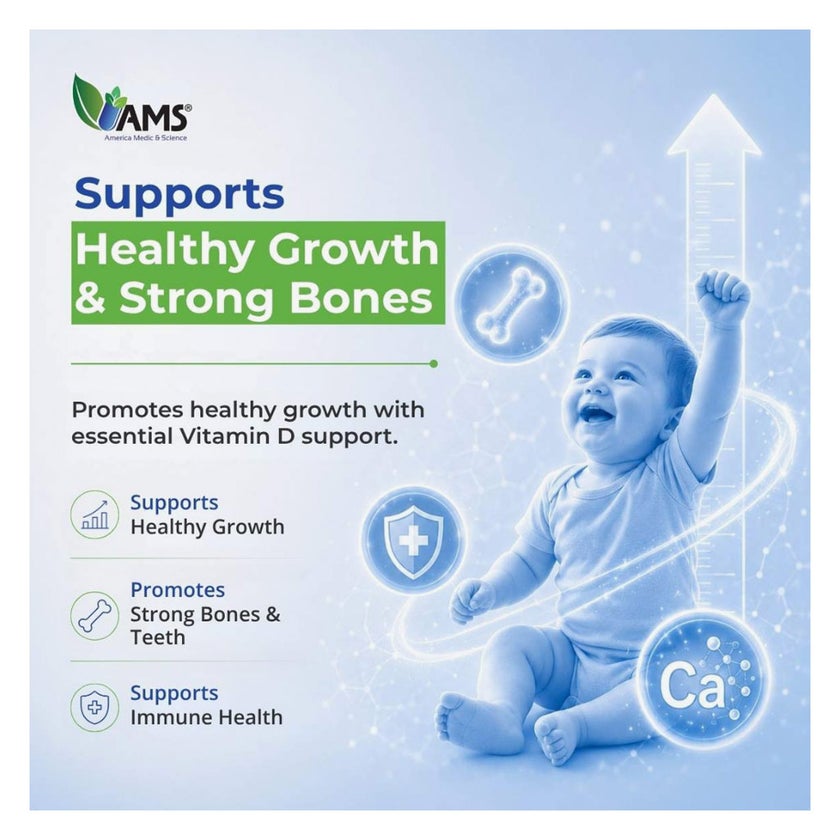 AMS Pediawell D3-400 Kids Raspberry Drops, Bones & Teeth - 50ml