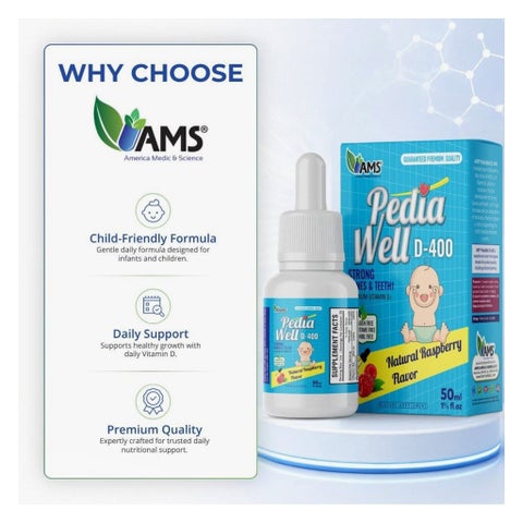 AMS Pediawell Vitamin D3 400IU Kid Drops - 50ml