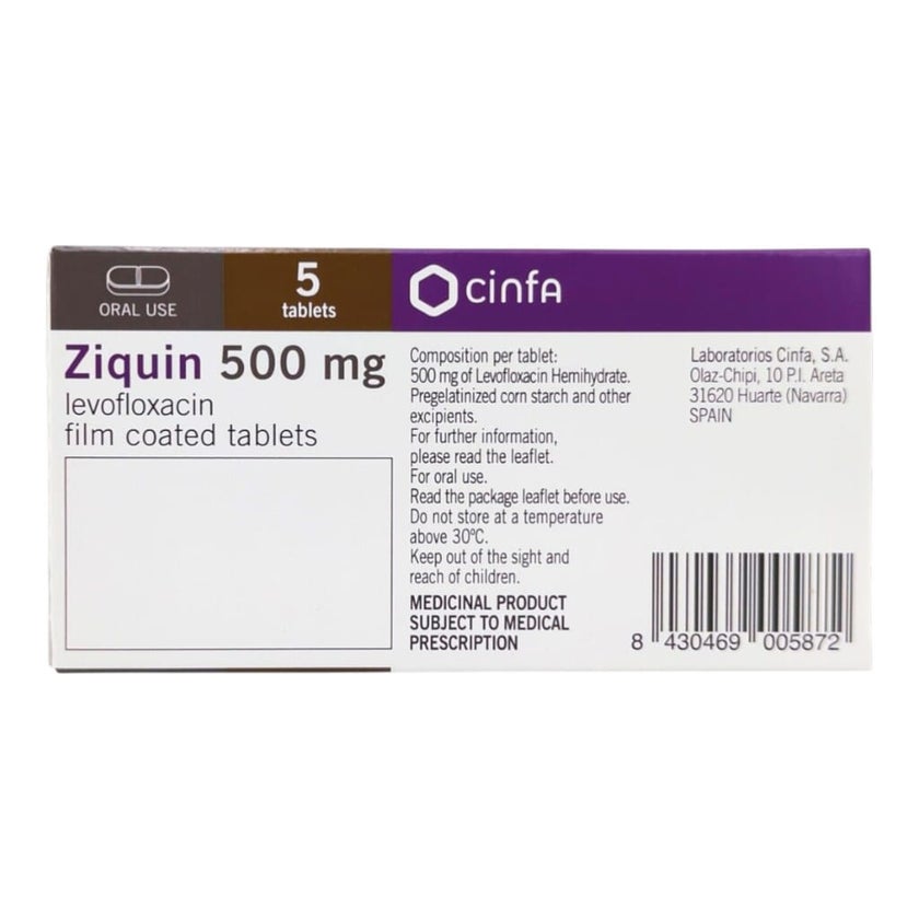 Ziquin 500mg Film Coated Tablets, Pack of 5's