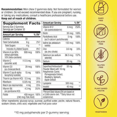 Alive Men's Multivitamin Gummies With Orchard Fruits & Garden Veggies, Pack of 60's