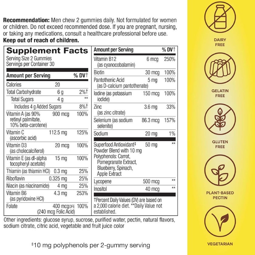 Alive Men's Multivitamin Gummies With Orchard Fruits & Garden Veggies, Pack of 60's