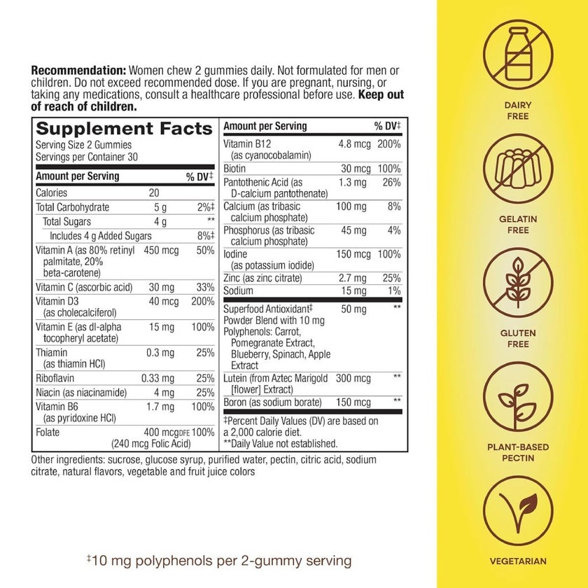 Alive 50+ Women's Multivitamin Gummies With Orchard Fruits & Garden Veggies, Pack of 60's