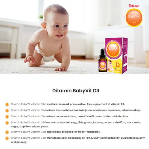 Ditamin BabyVit Liquid Vitamin D3 400 IU Drops 10ml