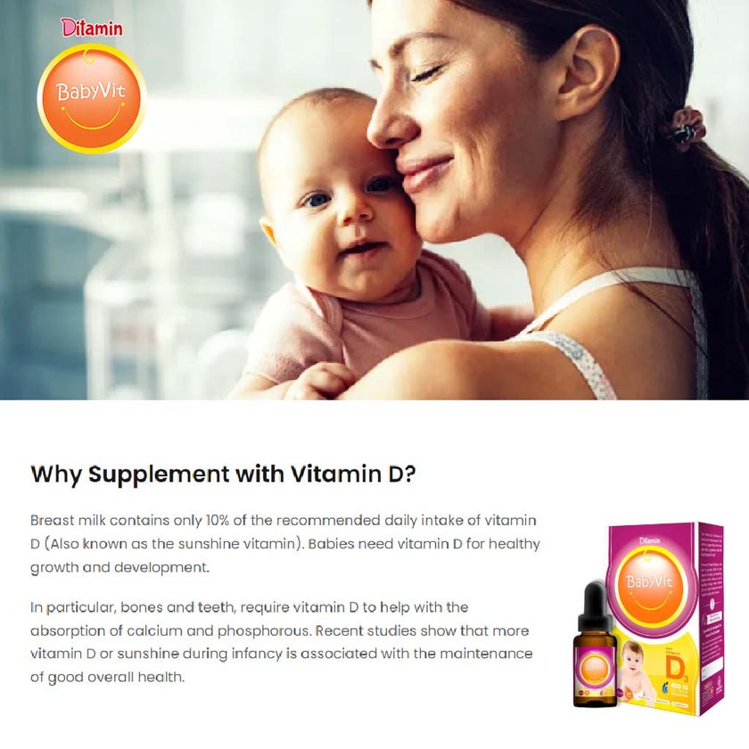 Ditamin BabyVit Liquid Vitamin D3 400 IU Drops 10ml
