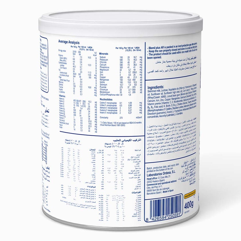 Blemil Plus AR Anti Regurgitation Infant Milk Formula For 0 To 12 Months 400g