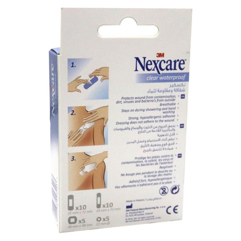3M Nexcare Clear Waterproof Assorted Bandages, Pack of 30's