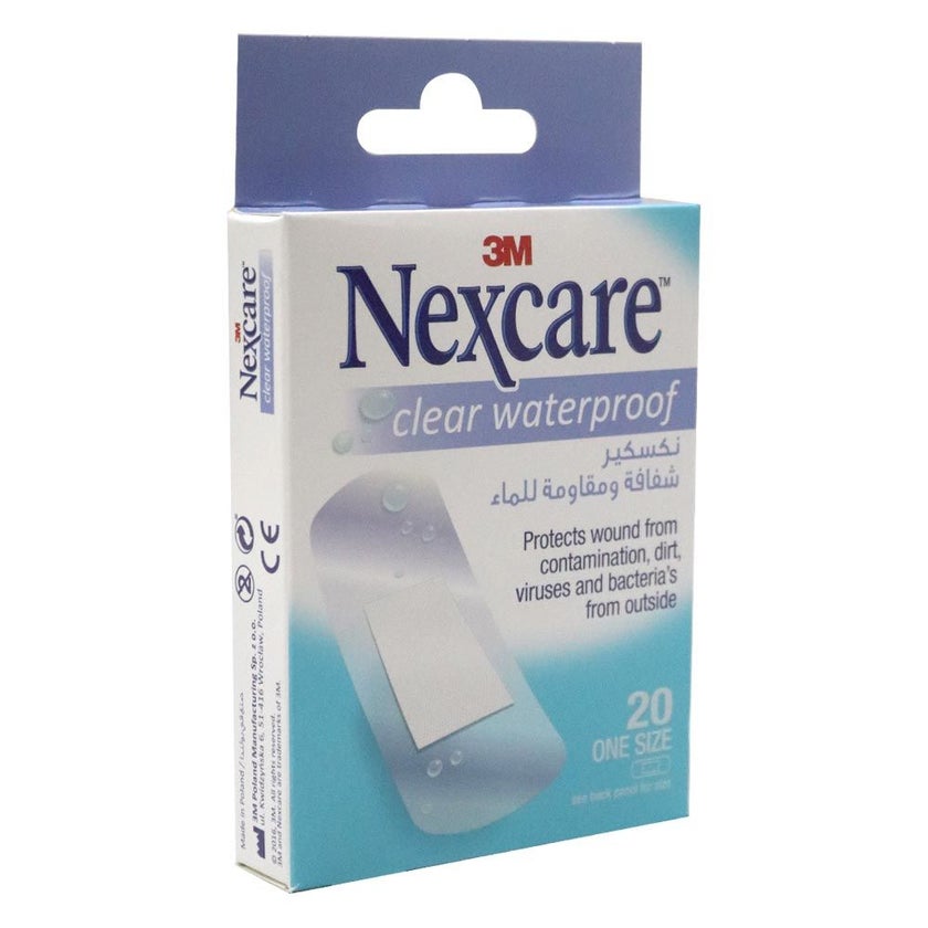 3M Nexcare Clear Waterproof Bandages One Size, Pack of 20's