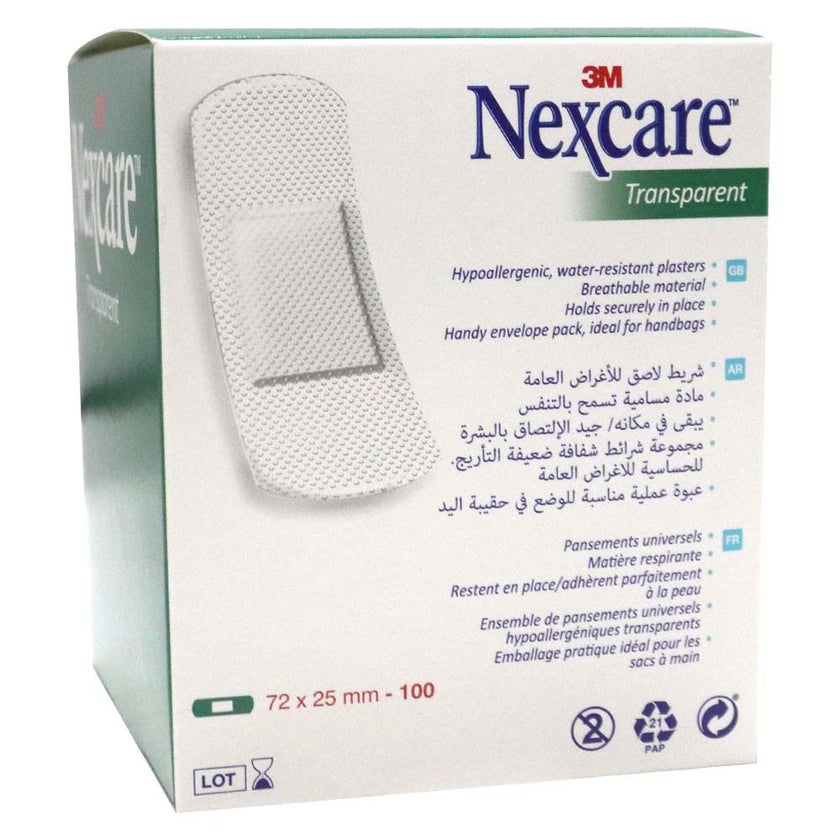 3M Nexcare Transparent Water Resistant Plasters, Pack of 100's