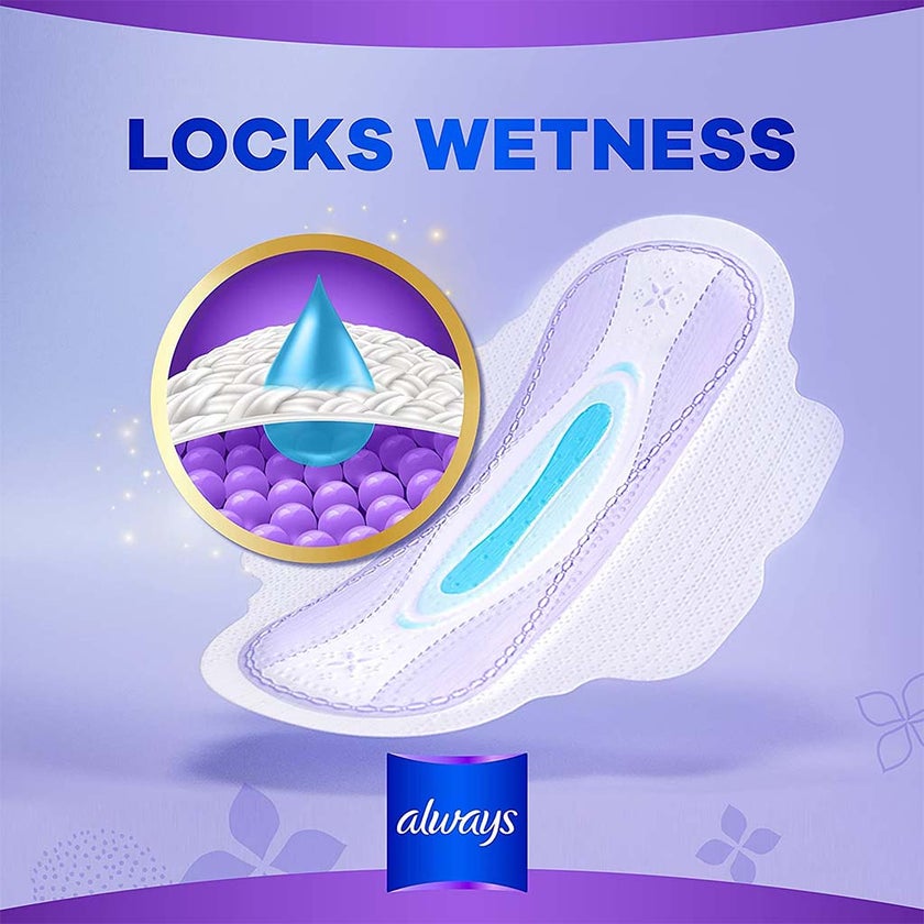 Always All In One Ultra Thin Extra Large Night Sanitary Pad With Softer Wings, Pack of 6's