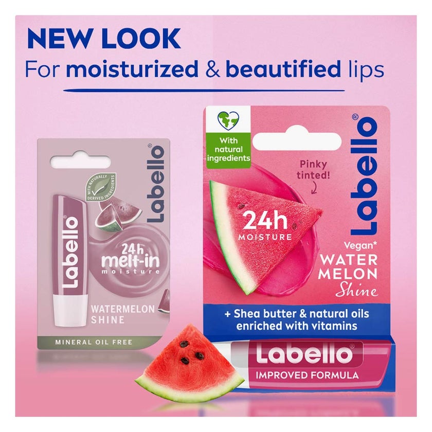 Labello 24H Moisture Watermelon Shine Lip Balm 4.8g - Pink Tint