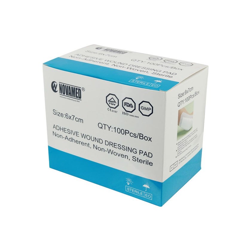 Novamed Adhesive Wound Dressing Pad 6 x 7cm, Pack of 100's
