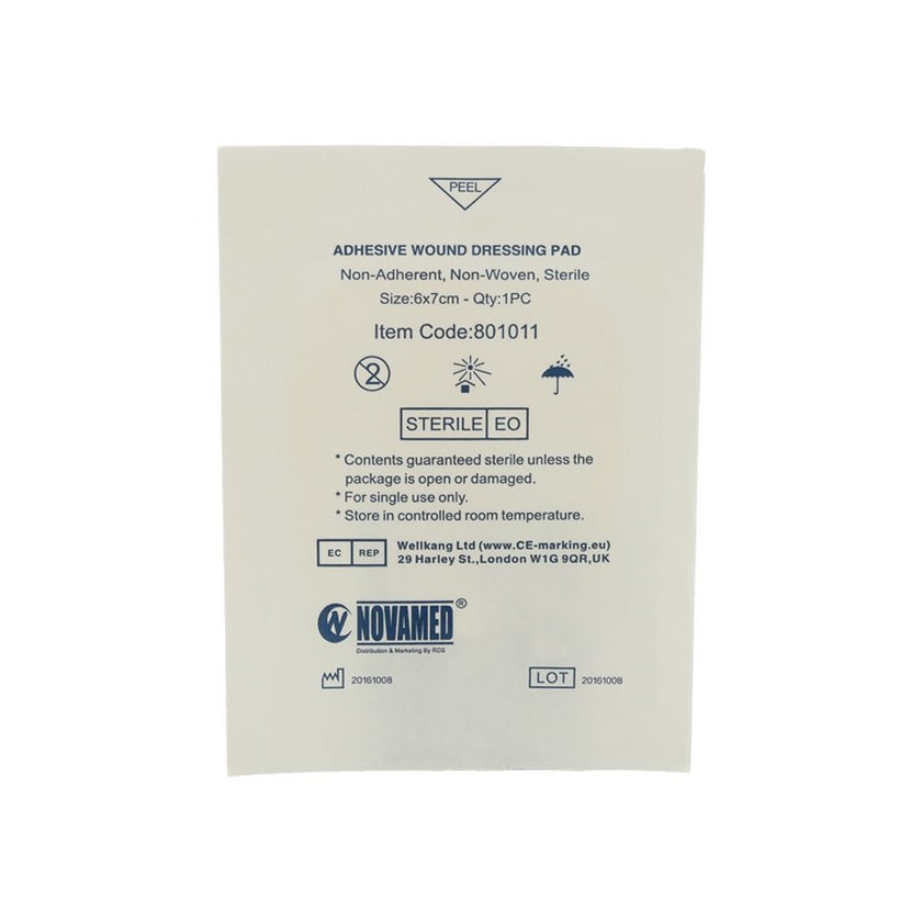 Novamed Adhesive Wound Dressing Pad 6 x 7cm, Pack of 100's