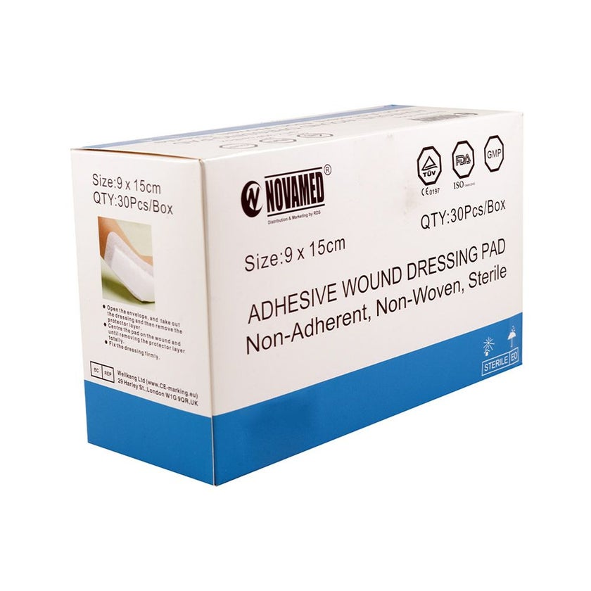 Novamed Adhesive Wound Dressing Pad 9 x 15cm, Pack of 30's