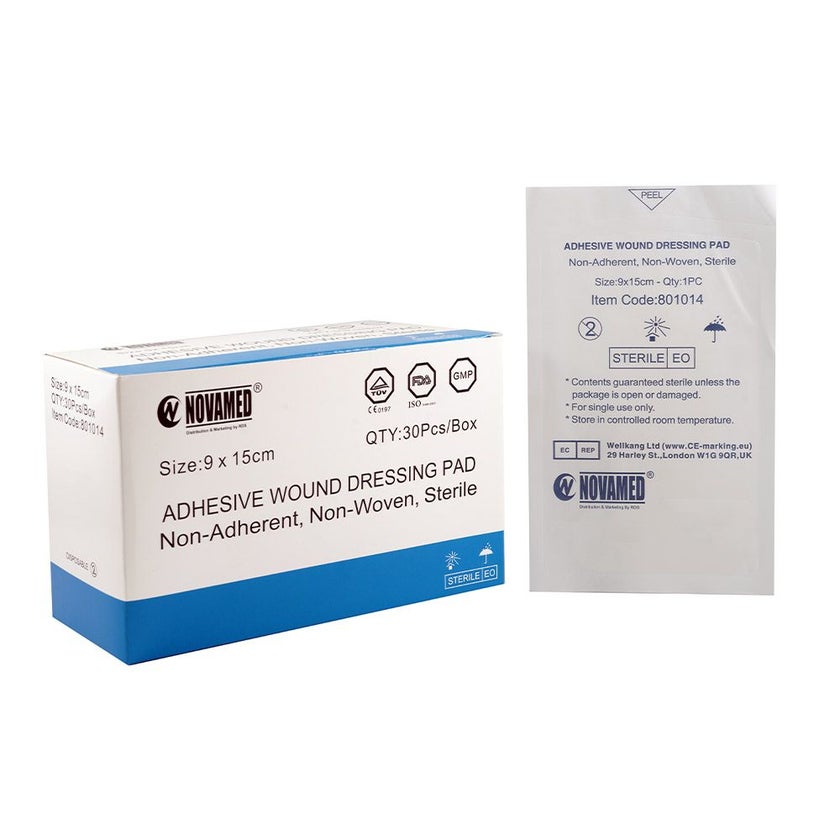Novamed Adhesive Wound Dressing Pad 9 x 15cm, Pack of 30's