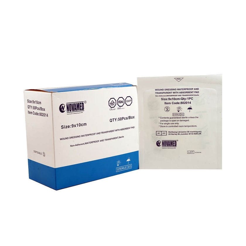 Novamed Waterproof Transparent Bandage 9 x 10cm, Pack of 50's