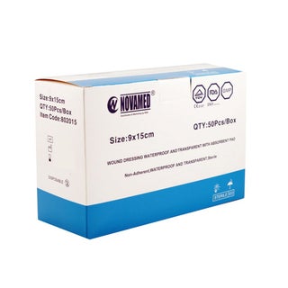 Novamed Waterproof Transparent Bandage 9 x 15cm, Pack of 50's