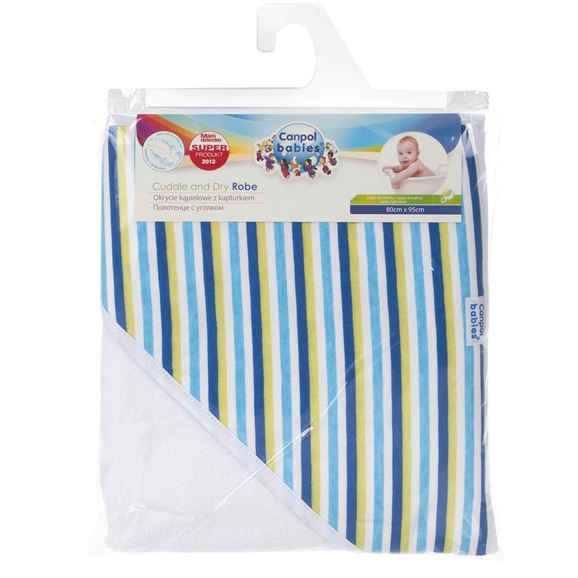 Canpol Babies Cuddle and Dry Baby Robe with Hood Blue Stripes 26/300