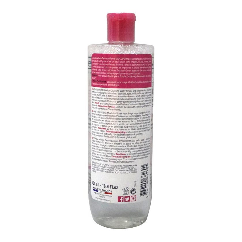 Evoluderm Micellar Water For Dry and Sensitive Skin 500ml 1524