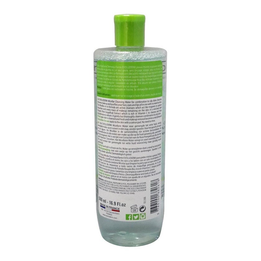 Evoluderm Micellar Water For Combination to Oily Skin 500ml 15250