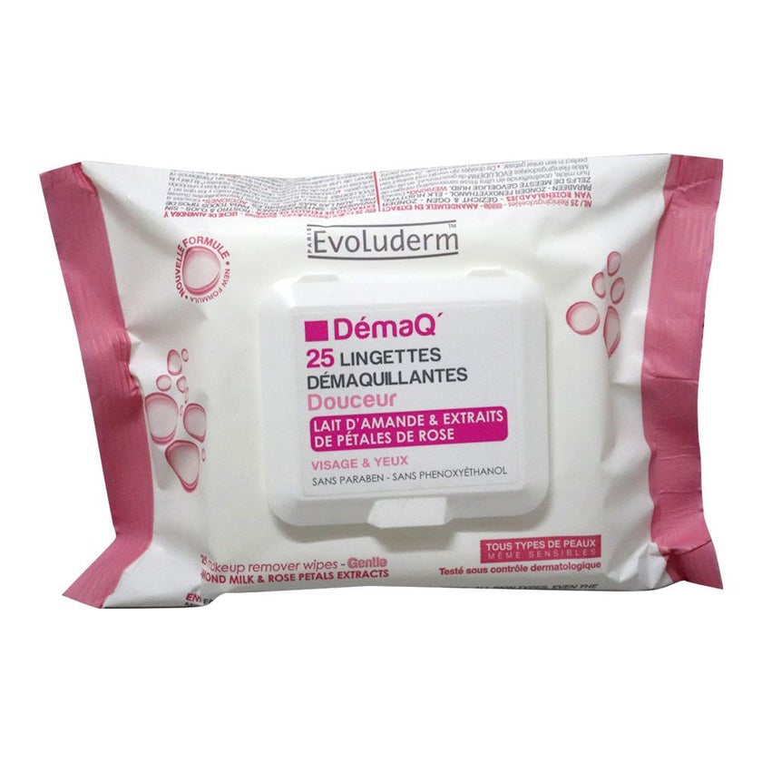 Evoluderm Make Up Remover Wipes For All Skin Types, Pack of 25's - 1627