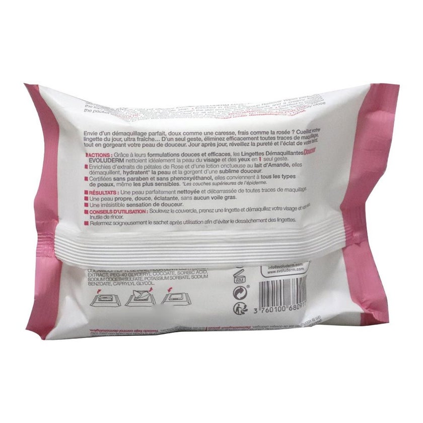 Evoluderm Make Up Remover Wipes For All Skin Types, Pack of 25's - 1627