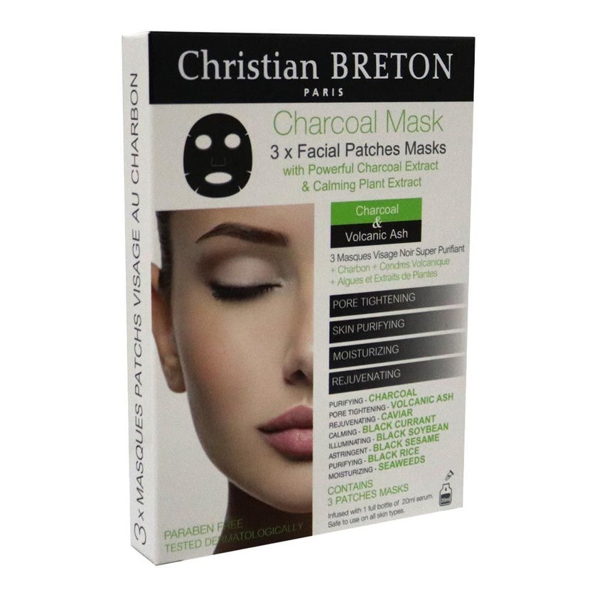 Christian Breton Paris Charcoal Sheet Face Masks 1274, Pack of 3's