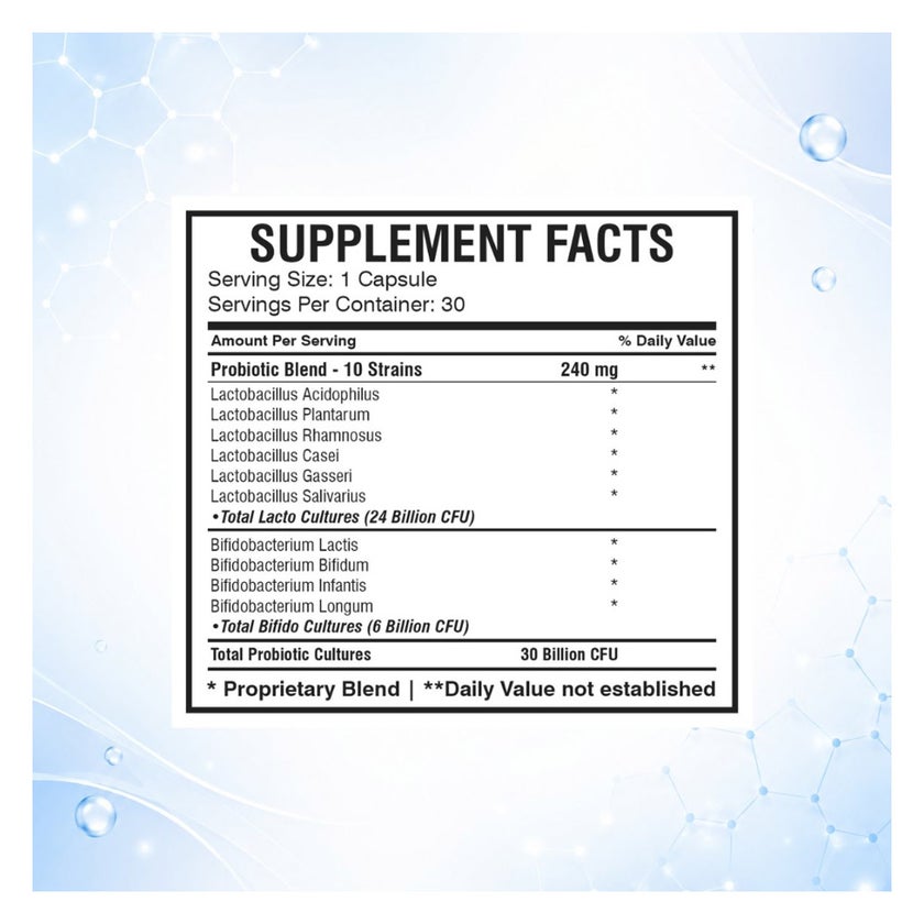 AMS Florabiotix 30 Billion Probiotic Capsules, Digestive Support - 30 Capsules