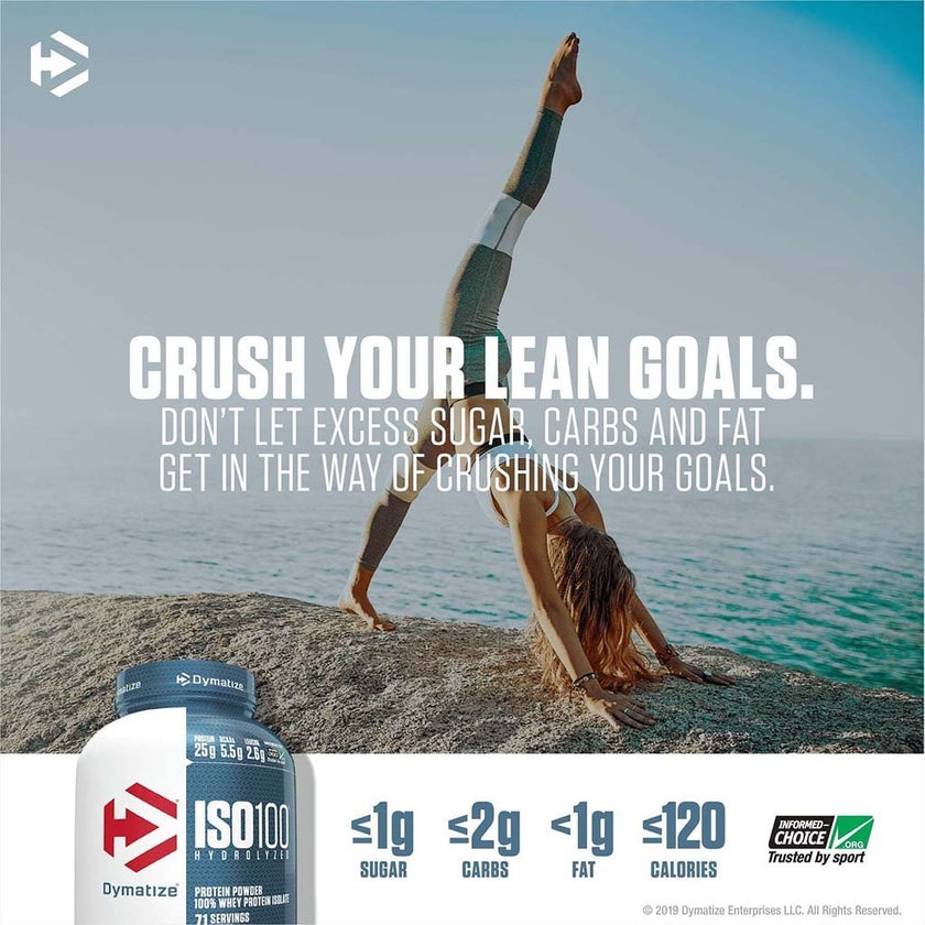 Dymatize ISO 100 Fast Absorbing Protein Powder, 100% Whey Protein Isolate, Gourmet Chocolate Peanut Butter, 2.3kg