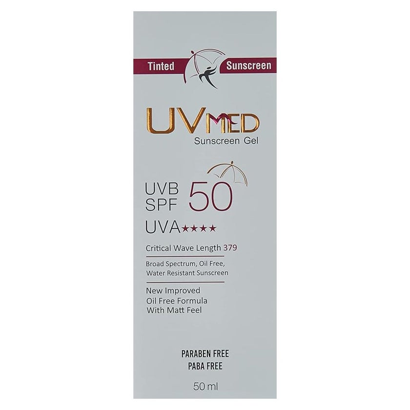 UV Med SPF50 Broad Spectrum Tinted Sunscreen Gel For Oily & Acne Prone Skin 50ml 