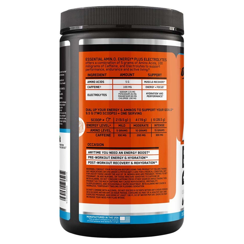 Optimum Nutrition Essential Amino Energy Electrolytes Tangerine 285g 30 Servings