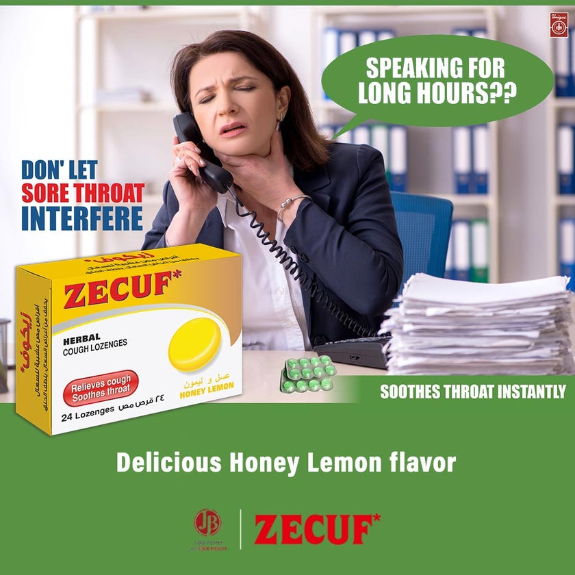 Zecuf Herbal Cough Honey Lemon Lozenges, Pack of 24's