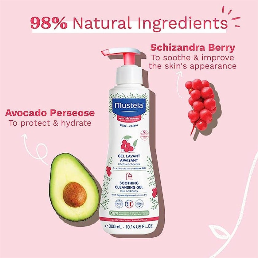 Mustela Baby Soothing Cleansing Gel For Hair and Body, Fragrance Free 300ml