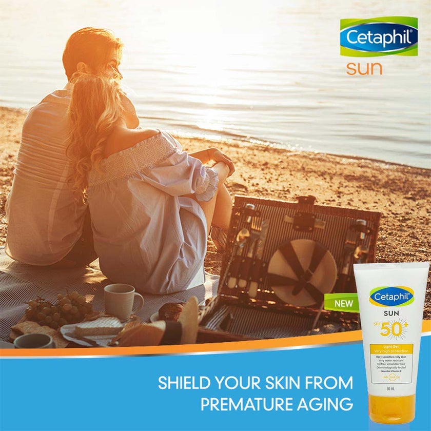 Cetaphil Sun SPF 50+ Very High Protection Light Gel, Moisturizer sunscreen For Face & Body of Men & Women With Very Sensitive/Oily Skin, Unscented, 50ml